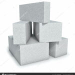 Aerated concrete wall construction blocks isolated on white background.